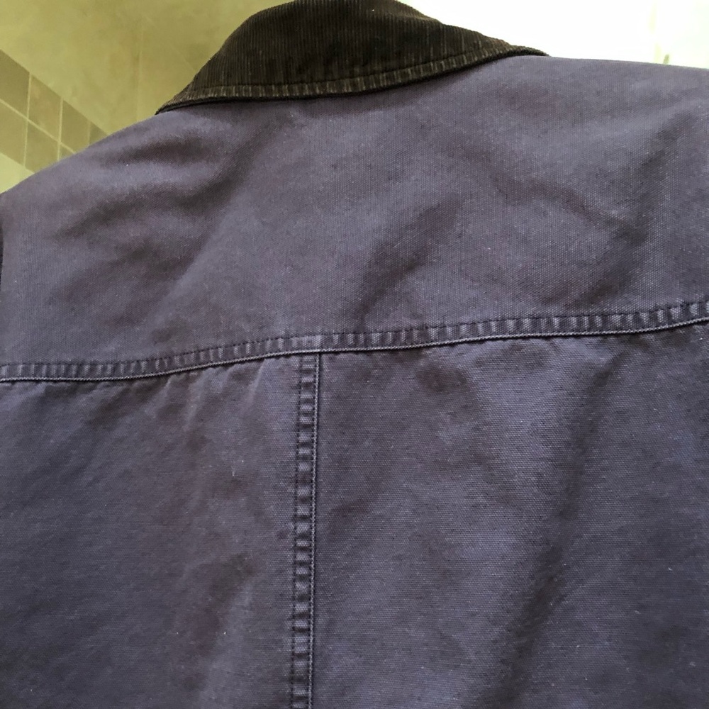 Lands' End Blue Barn chore Coat Flannel Plaid Lined Jacket Corduroy Large 14-16 - Picture 12 of 12